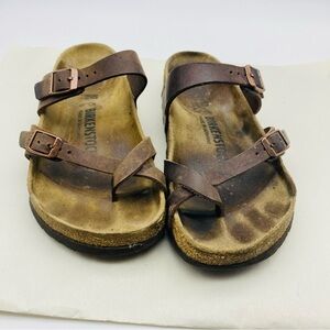Birkenstock Woman’s Brown 37 /240 Slide 2-Strap Sandal Size 6.5 US